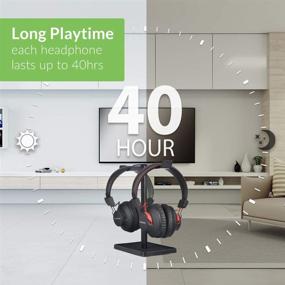 img 1 attached to 🎧 Avantree HT41899 Двойные беспроводные наушники Bluetooth 5.0 для телевизора с передатчиком - Набор из 2, Оптический AUX RCA, Подставка для наушников, Индивидуальное управление громкостью, 40 часов воспроизведения, Подключение и воспроизведение, Без задержек