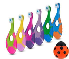 img 4 attached to 👶 6 Pack - Baby Toothbrush, Soft Bristles, BPA Free, 0-2 Years, Toddler & Infant Toothbrush, Training Toothbrush, Includes Free Toothbrush Holder