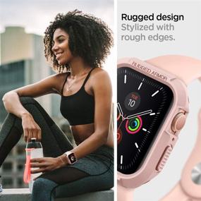 img 2 attached to 🌹 Чехол Spigen Rugged Armor для Apple Watch 40 мм Серия 6/SE/5/4 - Розовое Золото: Идеальный защитный аксессуар