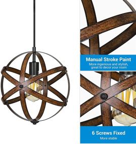 img 1 attached to 🔦 Industrial Style Pendant Hanging Light: DEWENWILS Wood Grain & Metal Globe Fixture for Kitchen, Bedroom & Entryway with 15FT Cord & ON/Off Switch