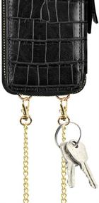 img 1 attached to 📱 ZVE iPhone XR Wallet Case with Card Holder, Crossbody Chain Strap, and Shockproof Zipper Closure - Black Crocodile Grain Leather Cover for Apple iPhone XR (6.1 inch)