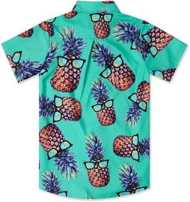 img 3 attached to UNICOMIDEA Boys Aloha Button Down Dress 👦 Shirt with 3D Hawaiian Print for Ages 2-14