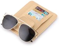 🚗 beige car sun visor organizer: card storage, sunglass & credit card holder with money compartment - true line automotive logo