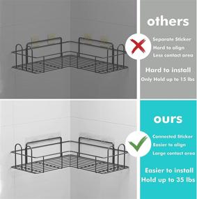 img 2 attached to 🛁 2 Pack Corner Shower Caddy: Adhesive Bathroom Organizer Shelves with Hooks - Rust Proof, No Drilling, Black