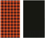 🍂 pack of 2 sets, 16-count each, buffalo check orange disposable fall guest towels paper napkins for bathroom logo