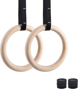 img 1 attached to 🏋️ GRASEP Home Gym Wooden Gymnastic Rings: Ultimate Body-Weight Resistance Training Kit with Door Anchors and Extension Strap