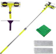 ultimate premium window squeegee kit: extension pole, microfiber scrubber, rubber blade, cleaner pad, polishing cloth - ideal for house, shower, car and outdoor logo