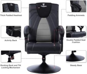 img 1 attached to 🎮 Healgen Video Gaming Chair: Foldable, Adjustable, Bluetooth Speakers, Ergonomic Back Support - Metal Base, Swivel - PU Leather Gamer Chair (GR)