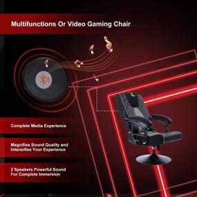 img 2 attached to 🎮 Healgen Video Gaming Chair: Foldable, Adjustable, Bluetooth Speakers, Ergonomic Back Support - Metal Base, Swivel - PU Leather Gamer Chair (GR)