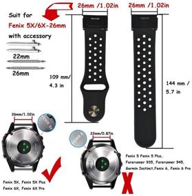 img 1 attached to 📿 Fenix 6X/5X Plus 26mm Soft Silicone Watch Bands - Quick Fit Straps Compatible for Garmin Fenix 6X/6X Pro/5X/5X Plus/3/3HR Smartwatch (Not Suitable for Fenix 6/Fenix 5)