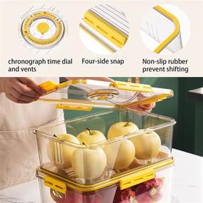 img 2 attached to 🥦 Gray-M Refrigerator Organizer Bins - Stackable Produce Saver Storage Containers for Fridge, Cabinets, Countertops, and Pantry with Removable Drain Tray