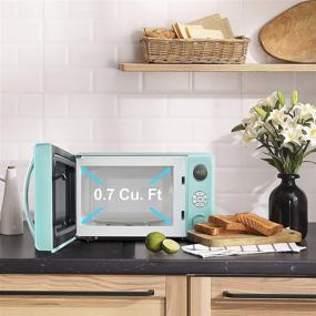 img 3 attached to 🍏 Galanz GLCMKA07GNR-07 Surf Green Retro Microwave Oven with LED Lighting, Pull Handle Design, Child Lock, and 0.7 cu ft Capacity