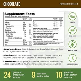 img 3 attached to 🌱 Organic Plant-Based Protein Powder: 24g Protein, Peas, Hemp, Rice, Fiber Blend, Chocolate Flavor, 20 Servings