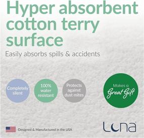 img 3 attached to 🛏️ LunaSize Mattress Protector: Premium Waterproof Cover with Absorbent Cotton Terry Surface - Noiseless & Breathable Topper, 100% Made in the USA