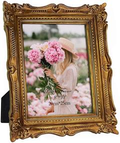 img 4 attached to PHAREGE 8x10 Vintage Bronze Picture Frame: Ornate and Antique Wedding Photo Display Frame, Holds 8 by 10 Photos, Tabletop Display Horizontally or Vertically