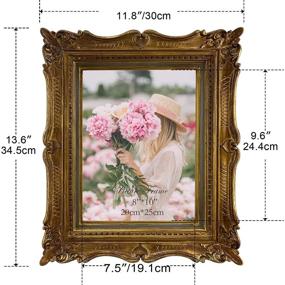 img 3 attached to PHAREGE 8x10 Vintage Bronze Picture Frame: Ornate and Antique Wedding Photo Display Frame, Holds 8 by 10 Photos, Tabletop Display Horizontally or Vertically