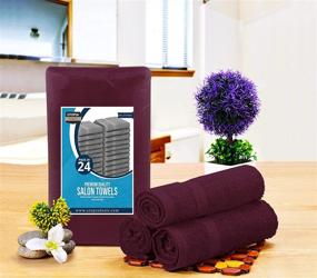 img 3 attached to Полотенца для салона Utopia Towels цвета бургундская винтаж, 24 шт (16 x 27 дюймов) - высокопоглощающие полотенца для рук, тренажерного зала, красоты, волос, спа и домашнего ухода за волосами