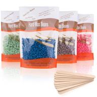 🌸 hard wax beans for painless hair removal at home with wood sticks - full body brazilian bikini, face, legs, eyebrow - for women and men (4x100g) logo