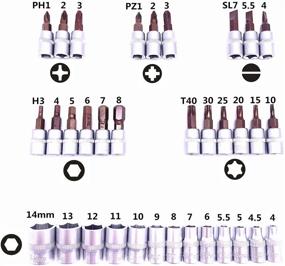 img 2 attached to 🔧 Набор головок SRUNV - 46 штук, метрические и стандартные, привод 1/4 дюйма для ремонта автомобилей и дома - головки CR-V, битовые головки S2, удлинитель - включен ключ-головка с быстрым съемом на 72 зуба.