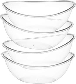 img 3 attached to 🍽️ Pack of 4 – 80-Ounce Oval Plastic Serving Bowls – Disposable Party Snack or Salad Bowls