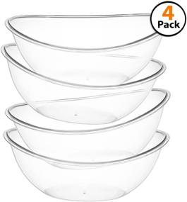 img 2 attached to 🍽️ Pack of 4 – 80-Ounce Oval Plastic Serving Bowls – Disposable Party Snack or Salad Bowls