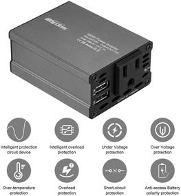 img 1 attached to 🚗 Bapdas 150W Car Power Inverter: DC 12V to 110V AC Converter with USB Ports – New Model-Grey