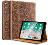🐄 genuine leather ipad 10.2 case 2021/2020, cowhide folio cover for new ipad 9th/8th/7th generation, compatible with ipad 10.2 case 2019 (pattern-brown) logo
