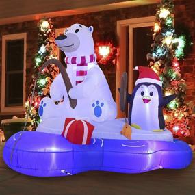 img 4 attached to 6 ft Joiedomi Christmas Inflatable: Polar Bear Fishing with Penguin - Vibrant LEDs, Perfect for Indoor & Outdoor, Yard & Garden Holiday Décor