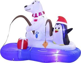 img 2 attached to 6 ft Joiedomi Christmas Inflatable: Polar Bear Fishing with Penguin - Vibrant LEDs, Perfect for Indoor & Outdoor, Yard & Garden Holiday Décor