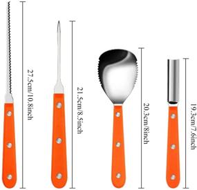 img 2 attached to Ubitree Halloween Pumpkin Carving Kit - 4pcs Professional Stainless Steel Pumpkin Cutting Tools, Reusable and Sturdy Carve Sculpt Set for Halloween Decoration - Jack-O-Lantern Essential Supplies