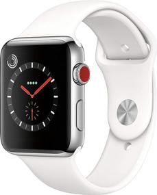 img 1 attached to 📱 Renewed Apple Watch Series 3 (GPS + Cellular, 42MM) - Stainless Steel Case with White Sport Band: Features & Review