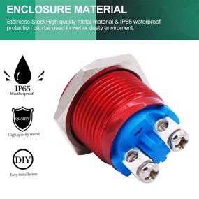 img 3 attached to Twidec / 16Mm Waterproof Red Metal Shell Momentary Raised Top Push Button Switch 3A/12~250V SPST 1NO Start Button For Car Modification Switch（Quality Assurance For 1 Years） M-16-R-G