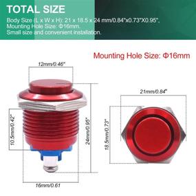 img 2 attached to Twidec / 16Mm Waterproof Red Metal Shell Momentary Raised Top Push Button Switch 3A/12~250V SPST 1NO Start Button For Car Modification Switch（Quality Assurance For 1 Years） M-16-R-G