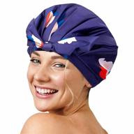 🌸 flower design shower cap for women - reusable, waterproof, washable - ideal for all hair lengths, thicknesses - double layer satin-lined hair cap with beautiful style and color logo