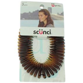 img 1 attached to Scunci Effortless Beauty Stretch Hair Combs 🪡 - Tortoise, Opaque White, and Black (Pack of 3)