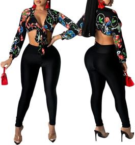 img 2 attached to YouSexy Outfits Floral Tracksuits Jumpsuits