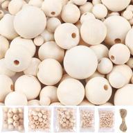 🪵 natural unfinished wood beads bulk - uoony wooden beads for crafts 260pcs 5 size for garland macrame making (8mm,12mm,16mm,20mm,25mm) logo