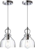 🏡 stylish lanros farmhouse pendant lighting - clear seeded glass, adjustable cord mini ceiling fixtures for kitchen island sink - 2 pack, brushed nickel finish логотип