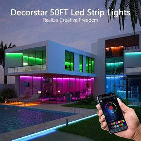 img 3 attached to 🌈 DecorStar 5050 RGB LED Lights: 50ft Smart Music Sync Color Changing Strip Lights with App Control for Bedroom, Kitchen, Living Room, Bar, Party Decoration