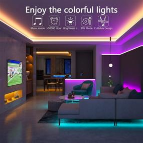 img 1 attached to 🌈 DecorStar 5050 RGB LED Lights: 50ft Smart Music Sync Color Changing Strip Lights with App Control for Bedroom, Kitchen, Living Room, Bar, Party Decoration