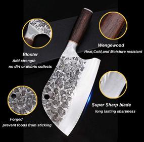 img 1 attached to 🔪 Highest Quality Serbian Chef Knife - Meat Cleaver Kitchen Knife - Chinese Chopping Knife - Exceptionally Sharp High Carbon Steel for Precise Meat and Vegetable Cutting - ZENG JIA DAO