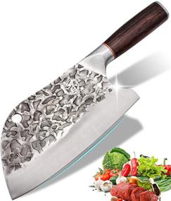 img 4 attached to 🔪 Highest Quality Serbian Chef Knife - Meat Cleaver Kitchen Knife - Chinese Chopping Knife - Exceptionally Sharp High Carbon Steel for Precise Meat and Vegetable Cutting - ZENG JIA DAO