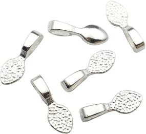 img 3 attached to 📿 200 Shiny Silver Glue-on Bails for Pendant Making - Small Sized Jewelry Bails for Scrabble, Glass Cabochons, and Tiles Pendants (9062)