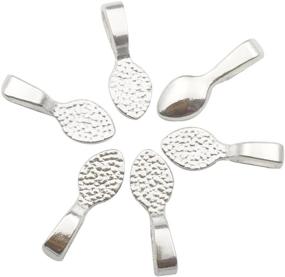 img 4 attached to 📿 200 Shiny Silver Glue-on Bails for Pendant Making - Small Sized Jewelry Bails for Scrabble, Glass Cabochons, and Tiles Pendants (9062)