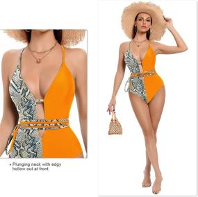 img 1 attached to 👙 Stunning Criss Cross Tie Knot Deep V Swimsuit: Women's Sexy Bathing Suit with Skinny Straps and Open Back