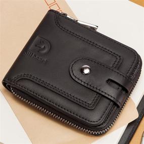 img 2 attached to 📲 Premium Genuine Leather Bifold Wallet with Secure Zipper Closure