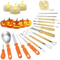 🎃 21-дюймовый набор для вырезания тыкв с led-освещением, премиум-набор для вырезания тыкв из нержавеющей стали, набор для украшения тыкв, набор для хэллоуина для детей, мужчин и женщин. логотип
