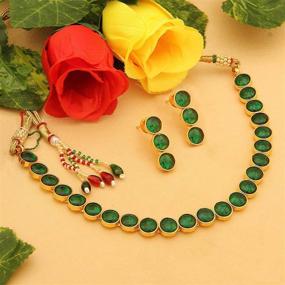 img 2 attached to Aheli Necklace Traditional Bollywood Earrings Women's Jewelry