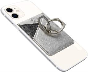 img 1 attached to 📱 Takyu Phone Pocket: Secure RFID Blocking Card Holder & Case for Back of Phone with Ring (Silver)