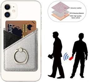 img 3 attached to 📱 Takyu Phone Pocket: Secure RFID Blocking Card Holder & Case for Back of Phone with Ring (Silver)